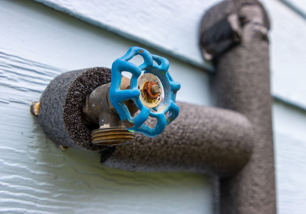 Insulated pipes on the exterior of a home
