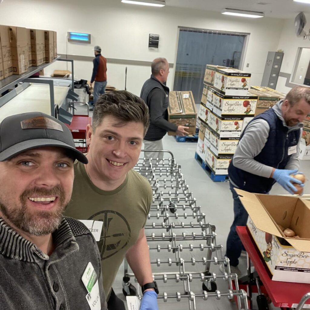 Arron LeBlanc and Alex Avila volunteer at Second Harvest